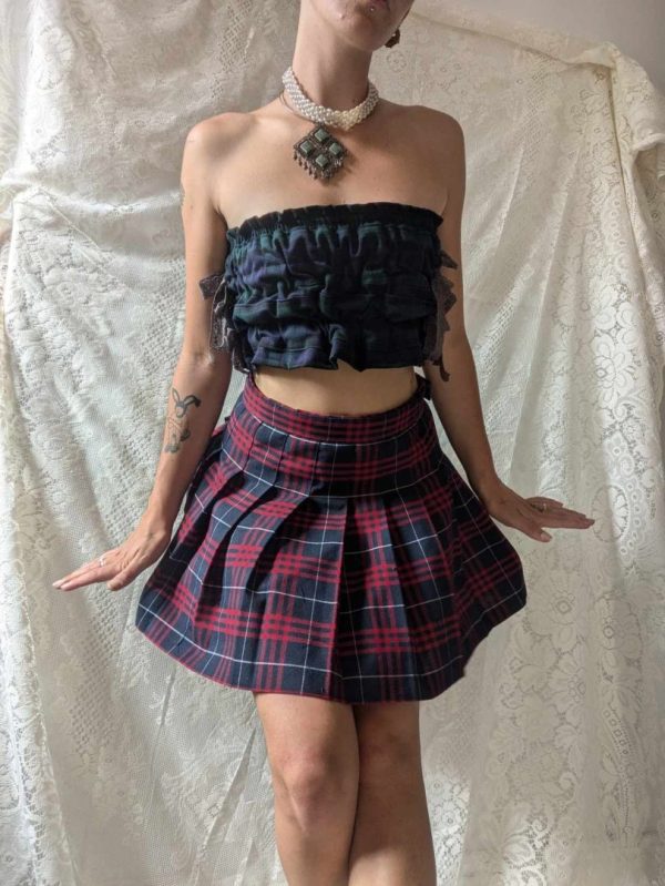 Tartan ragdoll couture scrunch top